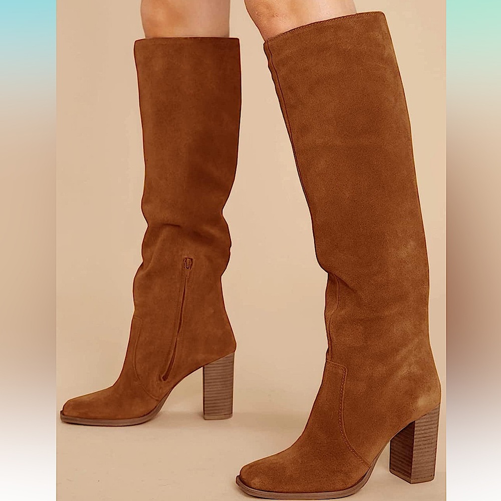 🆕🤎JULIET HOLY: Chunky Heel Square Toe Boot ✨WIDE CALF FRIENDLY✨SZ 9 - Picture 7 of 12